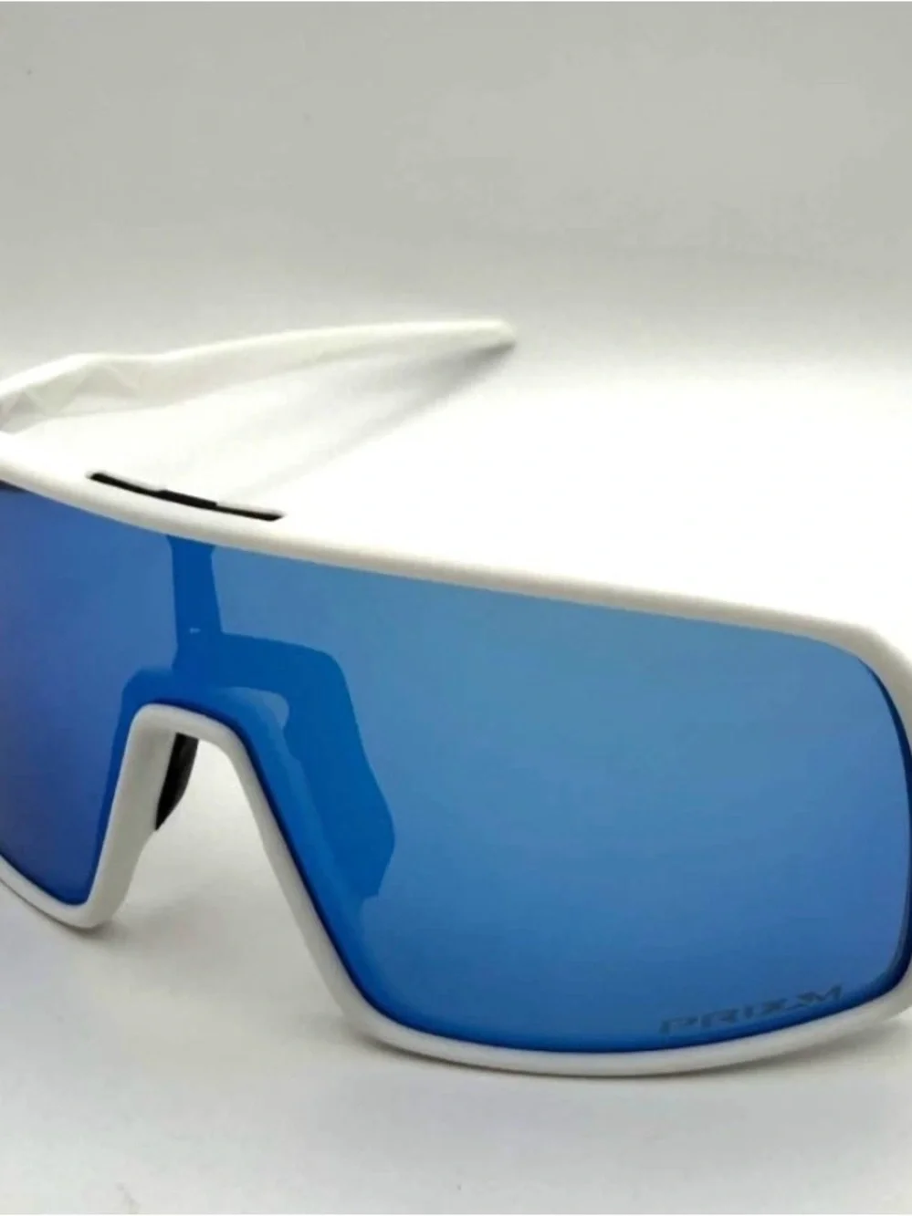 Oakley White Frame Blue Mirrored Sports Sunglasses